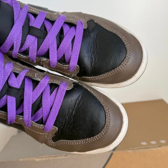 Nike Air Jordan 1 Mid Palomino Purple/Mocha Kids Sneakers - SZ 2.5 Y - Picture 8 of 12